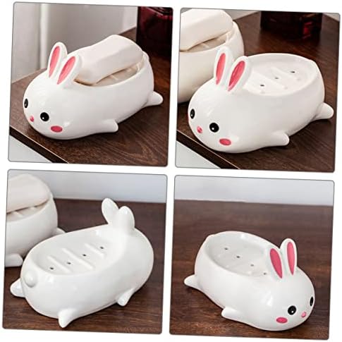 Adorable Ceramic Rabbit Soap Dish Draining System