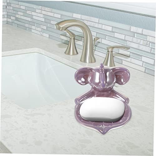 Cute Elephant Ceramic Soap Dish with Self Draining Design