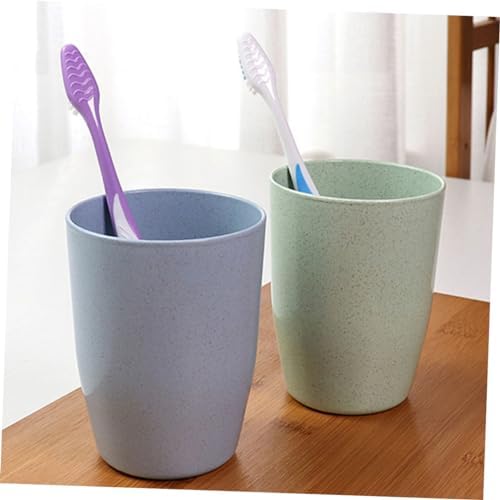 Mikinona 4pc Wheat Straw Gargle Cup Toothbrush Mugs for Kids Adults