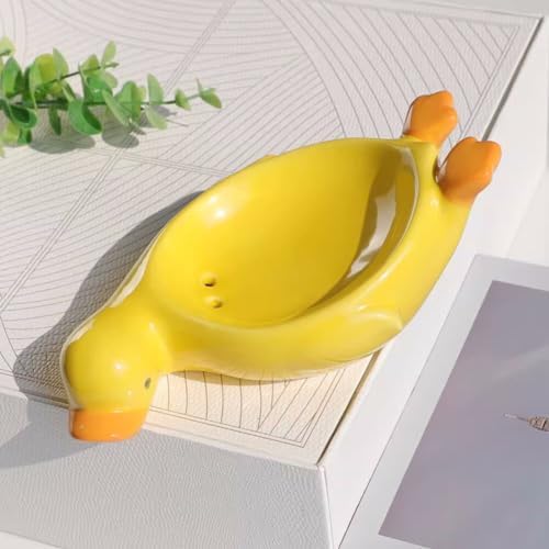 Garneck Ceramic Self-Draining Soap Dish Duck Shape WRITE NOW