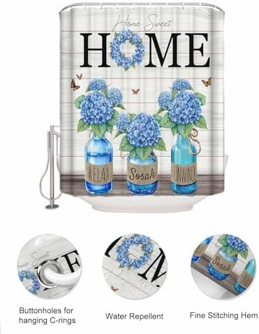 ZFUNCING Shower Curtain Set with Hooks and Organizer