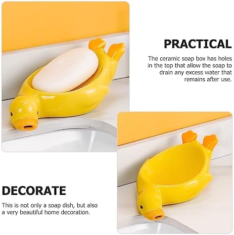 Cabilock Yellow Duck Ceramic Soap Dish Holder