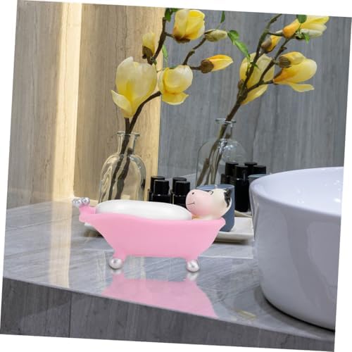 Cute Cartoon 2-Pack Self-Draining Vinyl Soap Holder for Bath Toilets