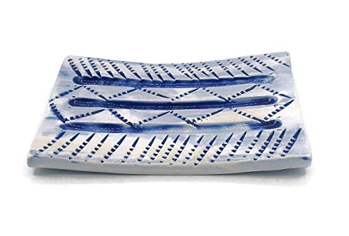 Handpainted Textured Ceramic Soap Dish Holder