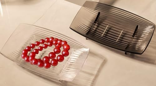 WYXWZTransparent 2-Piece Boat-Shaped Self-Draining Soap Dish for Bathroom