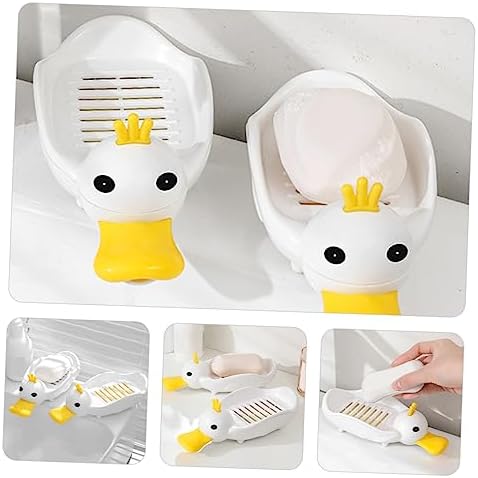 LIFKOME Cute Duck Soap Holder Self Draining Dish for Bathroom Kitchen