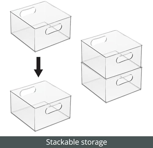 mDesign Deep Plastic Stackable Storage Organizer Bin for Bath