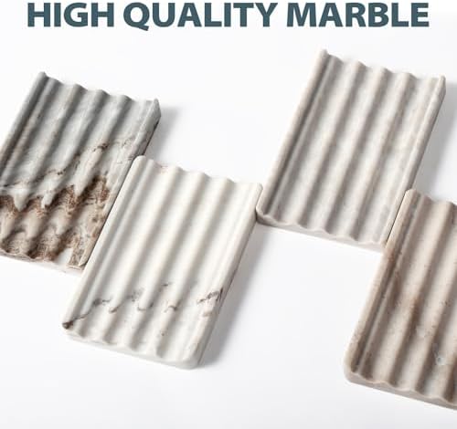 Marble Bar Soap Holder for Kitchen Bathroom Wavy Design Heavy Duty Elegant