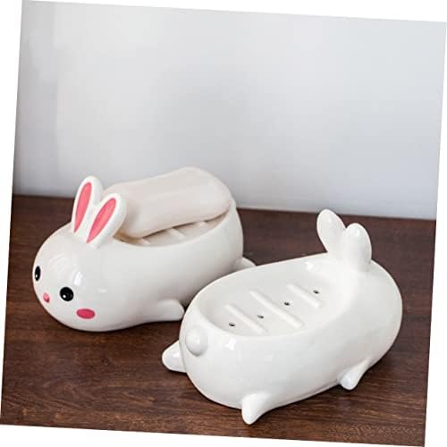 Adorable Ceramic Rabbit Soap Dish Draining System