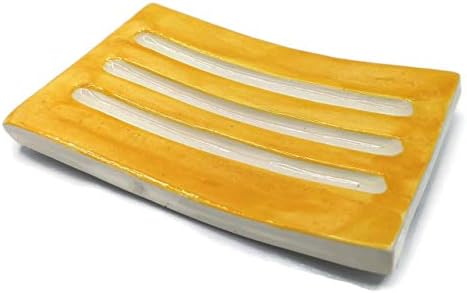 Handmade Yellow Ceramic Bar Soap Dish