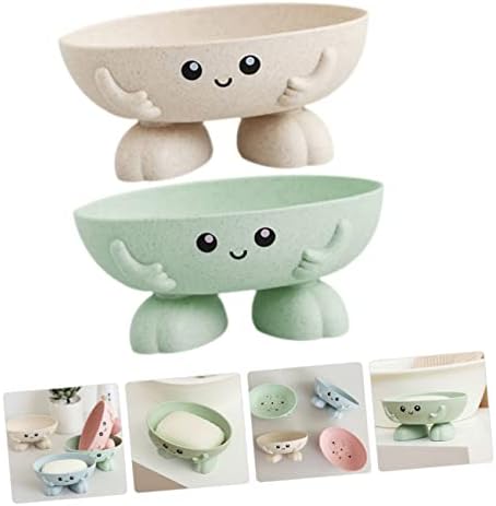 VICASKY 2pcs Cartoon Soap Holder Draining Dish for Kitchen Bathroom