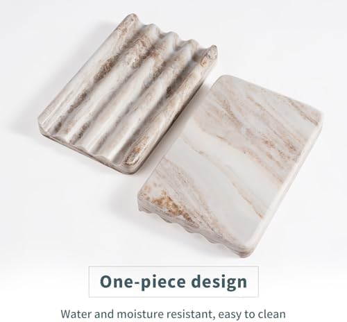 Marble Bar Soap Holder for Kitchen Bathroom Wavy Design Heavy Duty Elegant