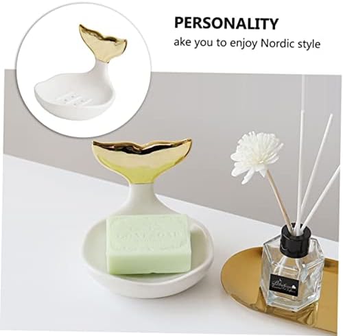 Prettyzoom 1pc Ceramic Soap Holder with Drainage Design for Quick Drying
