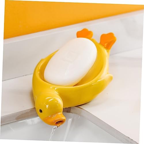 Adorable Duck Ceramic Soap Dish for Bathroom and Kitchen