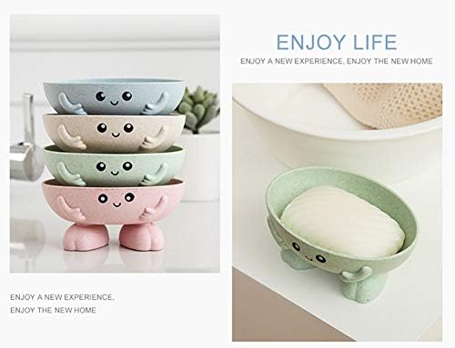 Ganolandstar Cute 4pc Wheat Straw Soap Case Holder Portable Travel