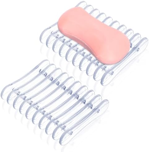 Gjinxi Self-Draining Soap Dish Holder 2-Pack Clear Plastic