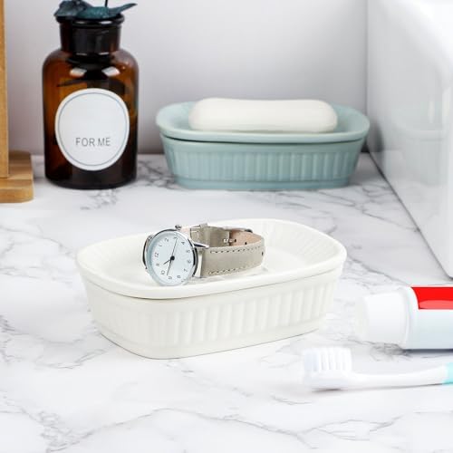 VanEnjoy Green Ceramic Soap Holder for Kitchen and Bathroom