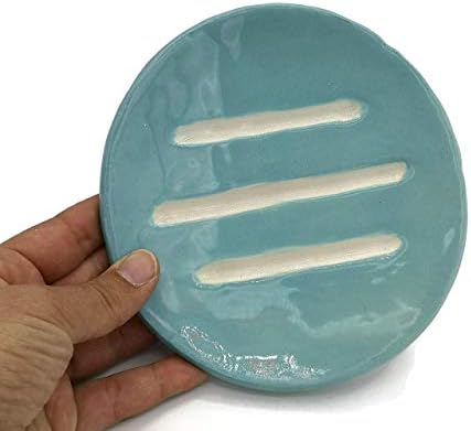 Big Handmade Turquoise Blue Soap Dish for Bar Soaps