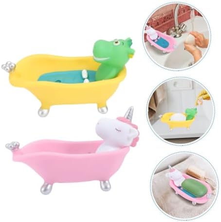 2pcs Cute Cartoon Animal Soap Holder Draining Tray for Bathroom