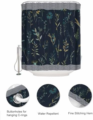 ZFUNCING Waterproof Shower Curtain with Mesh Organizer and Hooks