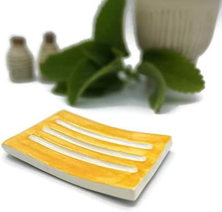 Handmade Yellow Ceramic Bar Soap Dish