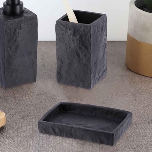 EVIDECO Black Stone Effect Soap Dish Tray