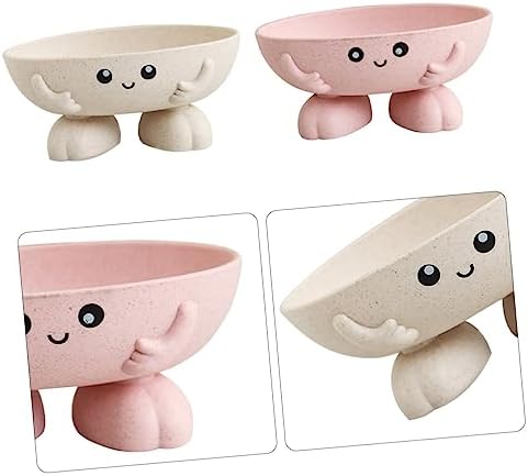 2pcs Cartoon Soap Dish with Drainage for Bathroom Kitchen