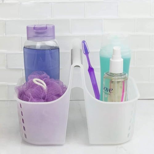 2-Compartment Soft Grip Plastic Shower Caddy Organizer With Handle