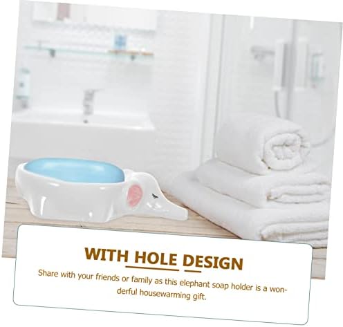 KOONTTY Self-Draining Ceramic Elephant Soap Dish