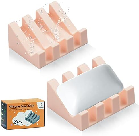 Two-Piece Pink Silicone Soap Dish