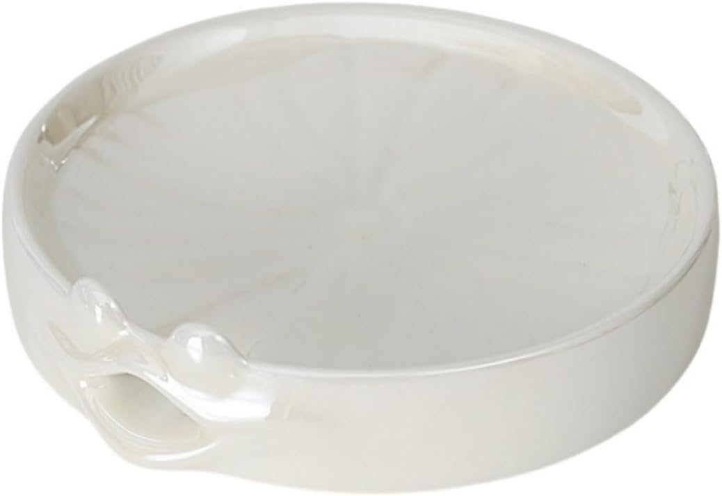 Lotus Leaf Frog Shaped Ceramic Self-Draining Soap Dish White