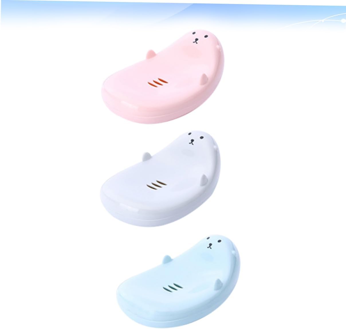 Beatifufu 3pc Cartoon Travel Soap Holder Boys and Girls Self-Draining bathroom Organizer