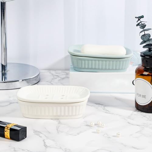 VanEnjoy Green Ceramic Soap Holder for Kitchen and Bathroom