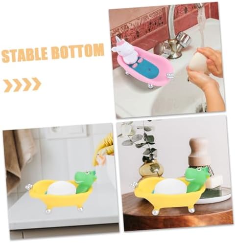 2pcs Cute Cartoon Animal Soap Holder Vinyl Dish for Bathroom