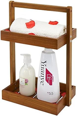 Utoplike Countertop Teak Wood Organizer