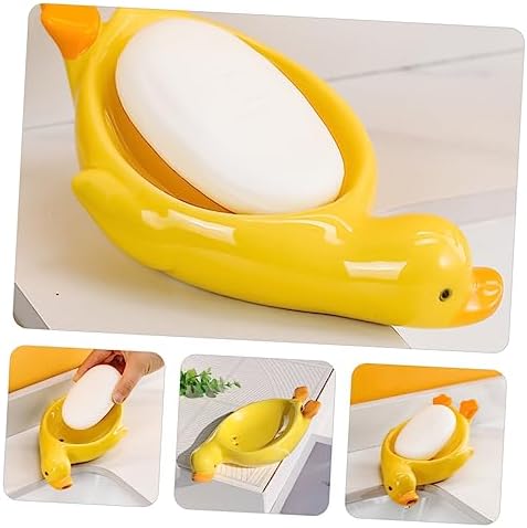 Stylish Durable Modern Duck-Shape Soap Dish Ceramic Material Drainage Function