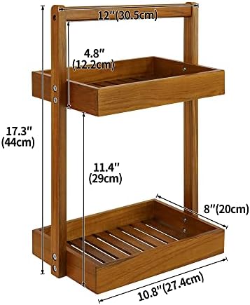 Utoplike Countertop Teak Wood Organizer