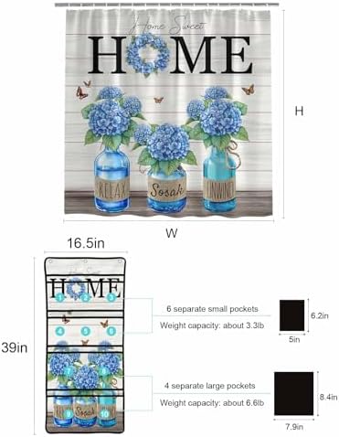 ZFUNCING Shower Curtain Set with Hooks and Organizer