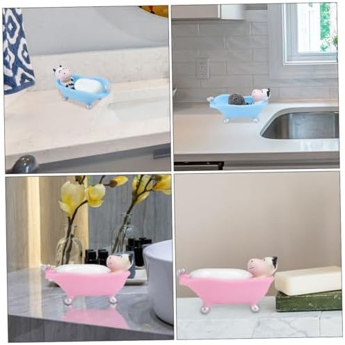 Cute Cartoon 2-Pack Self-Draining Vinyl Soap Holder for Bath Toilets