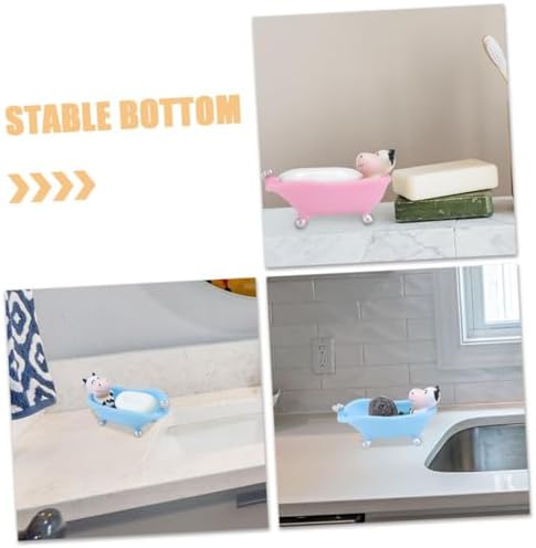 Cute Cartoon 2-Pack Self-Draining Vinyl Soap Holder for Bath Toilets