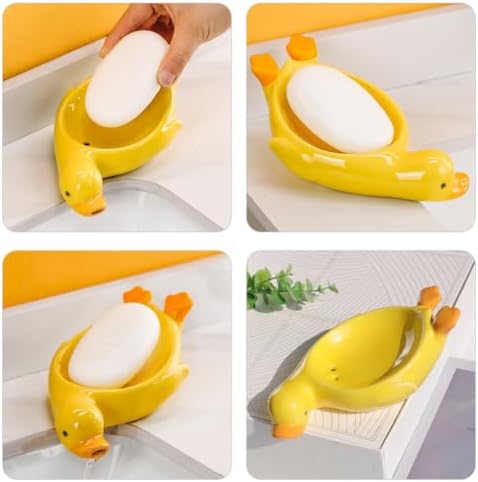 Garneck Ceramic Self-Draining Soap Dish Duck Shape WRITE NOW