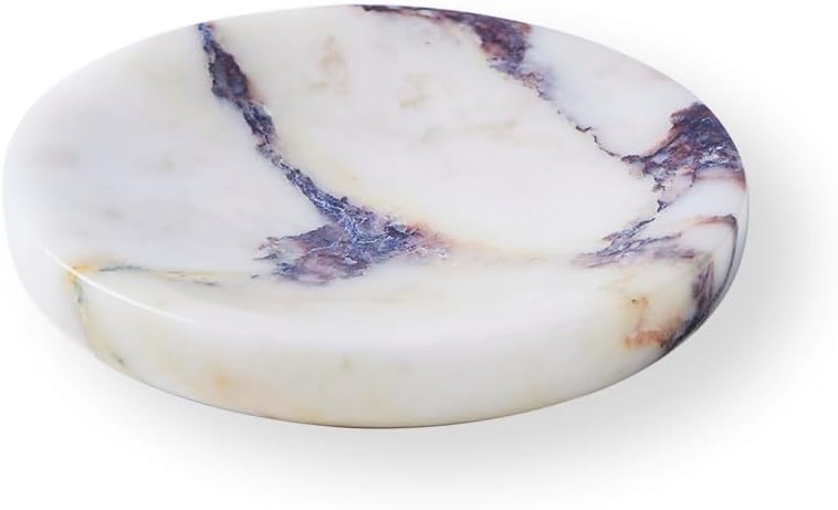 Round Marble Soap Dish for BathroomKitchen Calacatta Viola