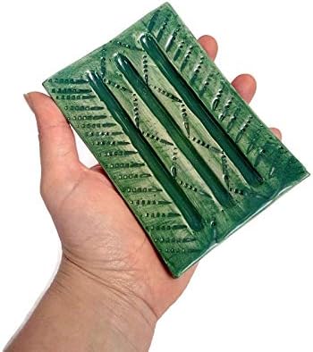 Dark Green Handmade Ceramic Soap Dish