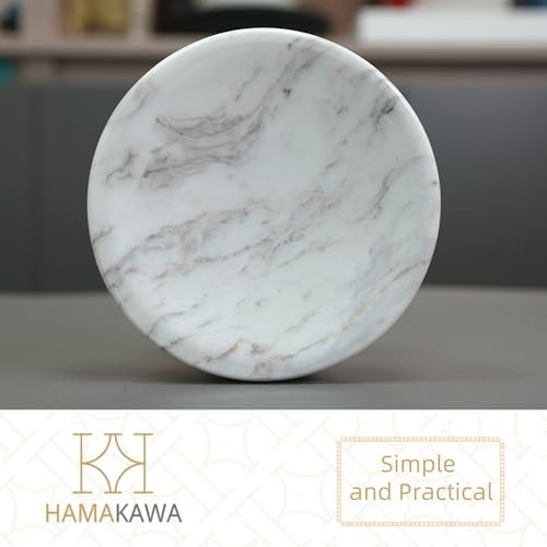 Natural Marble Soap Dish Carrara White Round Holder for Bathroom and Kitchen