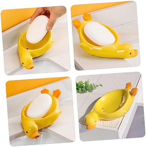 Cute Duck Ceramic Soap Dish with Drain Holes
