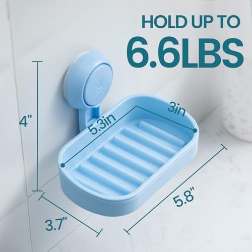 TAILI Soap Dish Bar Holder Suction Cup Blue