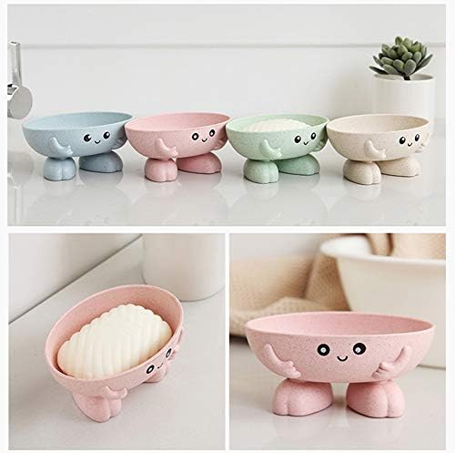 Ganolandstar Cute 4pc Wheat Straw Soap Case Holder Portable Travel