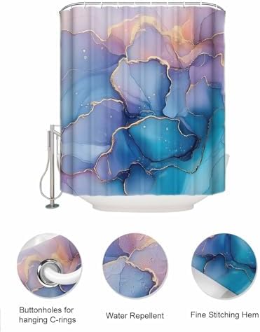 Stylish 10-Pocket Mesh Shower Organizer with Gradient Marble Texture