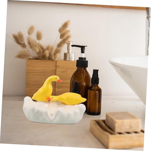 Anneome Ceramic Duck Soap Dish Self-Draining