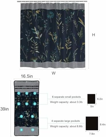 ZFUNCING Waterproof Shower Curtain with Mesh Organizer and Hooks